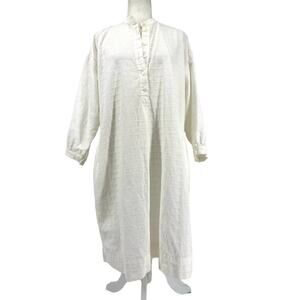 Esby button-front white cotton dress‎ long sleeve (M/L)